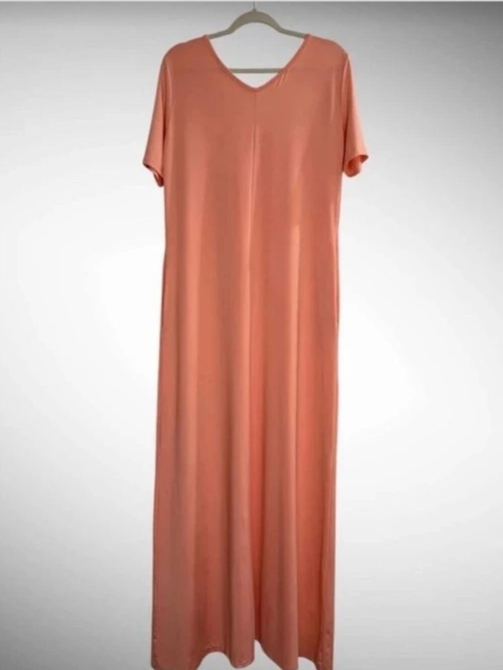 Peach Coral Maxi Dress w/Pockets - Size L (12-14)